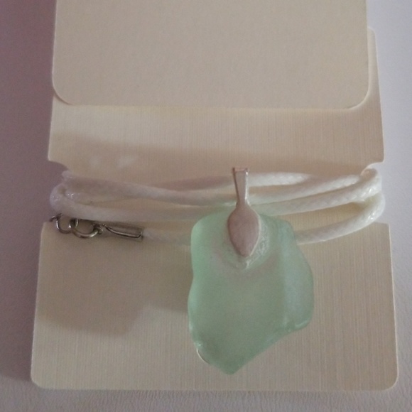 OCEAN FOUND, Aqua Turquoise Sea Glass w ROSE QUAR - Picture 3 of 4